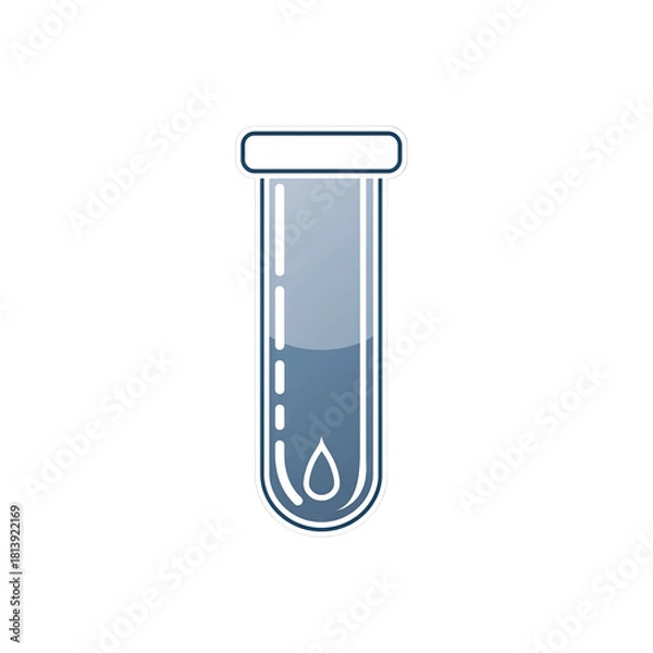 Obraz Cute Flat Style Icon of a Test Tube with Liquid and a Droplet Isolated on a White Background Ideal for Uniform Branding and Medical Graphics