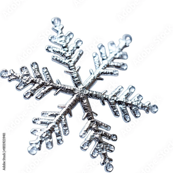 Obraz Delicate ice crystal snowflake macro photography against black background with sparkling details and intricate frosty patterns captured in soft light