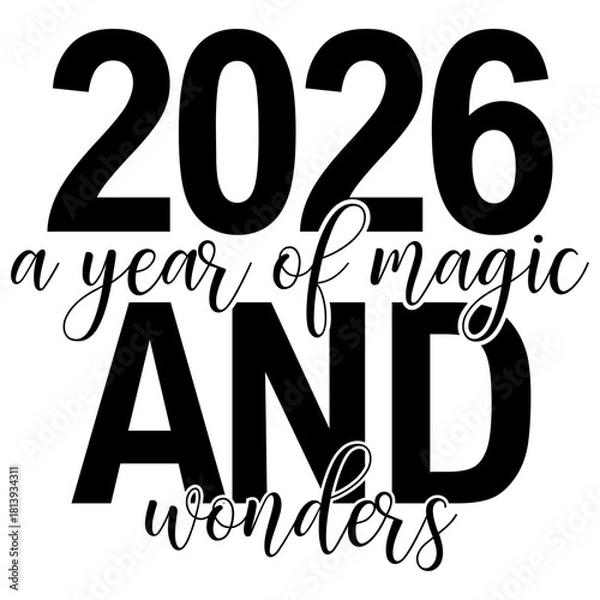 Obraz Ink Brush Calligraphy Happy New Year 2026 Greeting Design