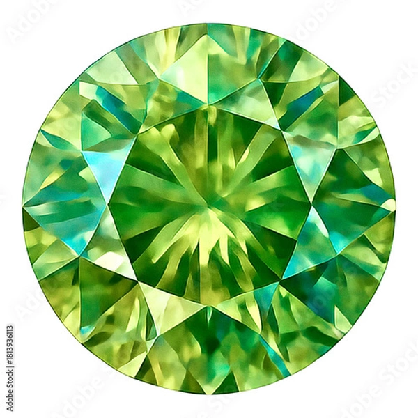 Fototapeta Illustration of green sapphire or emerald isolated on transparen