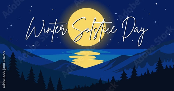 Fototapeta Winter Solstice Day theme poster or banner. Great for Posters, Banners, campaigns, greeting cards and social media. Vector Illustrations.