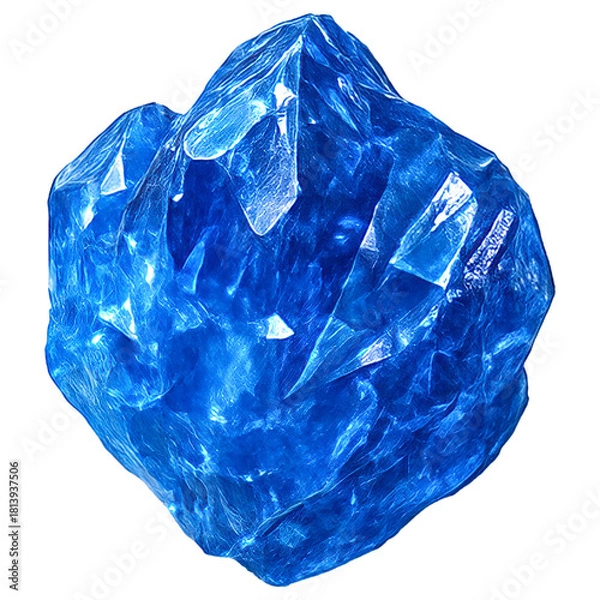 Fototapeta Realistic illustration of uncut sapphire isolated on transparent background