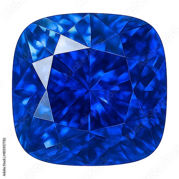 Fototapeta Realistic illustration of blue sapphire isolated on transparent background