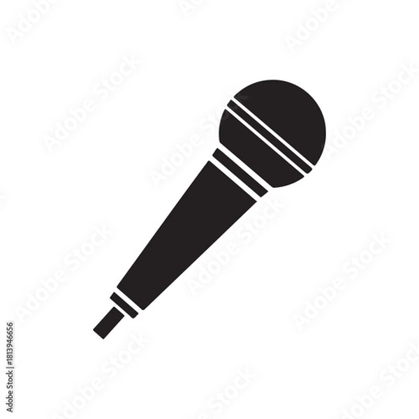 Fototapeta Microphone Icon silhouette vector flat illustration design on white background