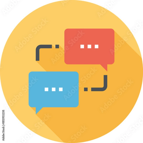 Obraz Modern speech bubbles flat line vector illustration icon design concept.