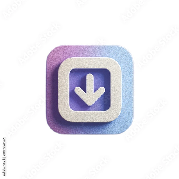 Obraz Isolated Download Icon with Soft Gradient Background and 3D Effect for Creative Design Projects