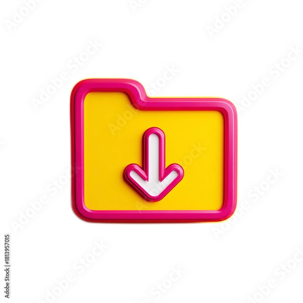 Obraz Vibrant Folder Download Icon Isolated on Contrasting Background for Digital Content Management and File Organization Concepts