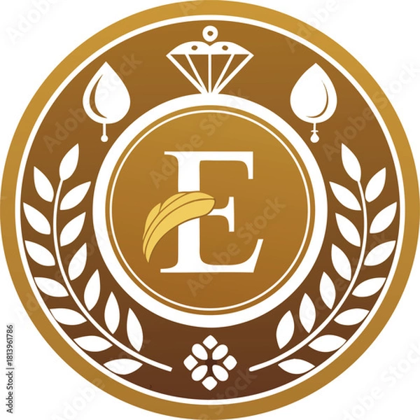 Obraz Elegant golden monogram design template with letter l