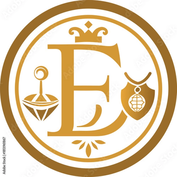 Obraz Elegant golden monogram design template with lettering