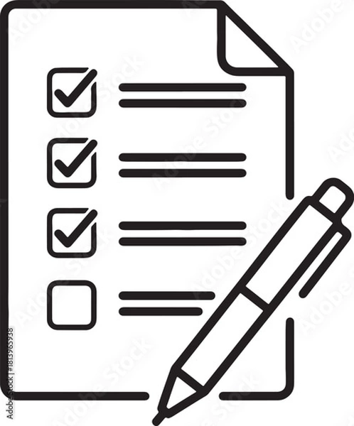 Obraz Checklist with checkboxes and pen icon outline to do list task