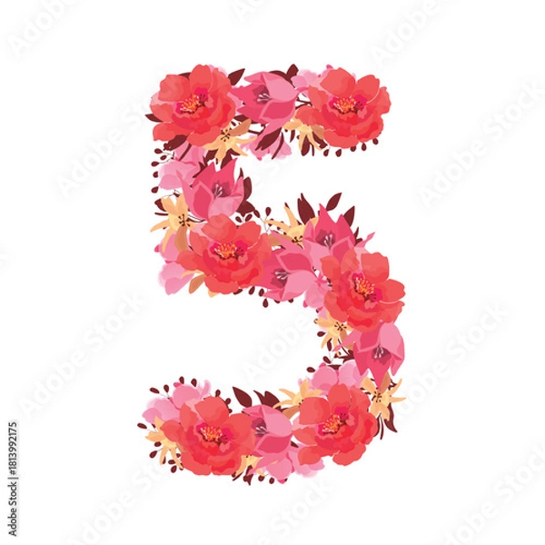 Fototapeta Vector flower number 5. Botanical character