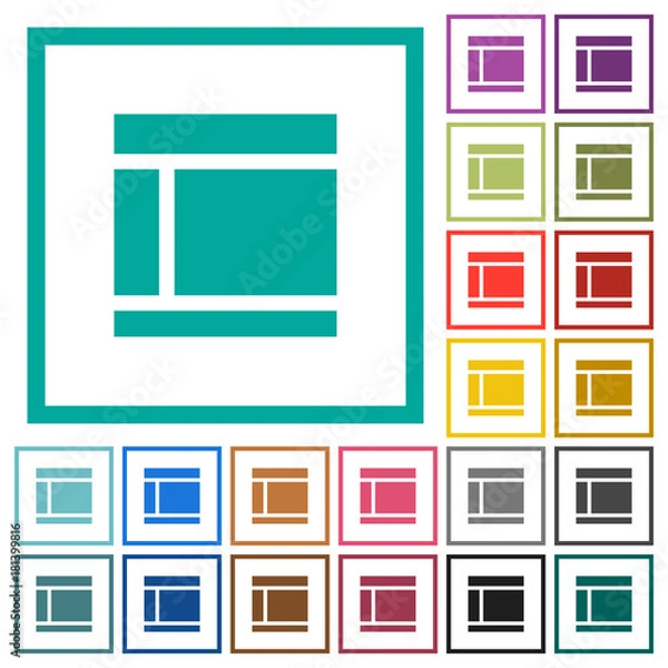 Fototapeta Two columned web layout flat color icons with quadrant frames