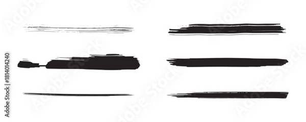 Obraz A collection of bold black grunge brush stroke set with rough textures, smudged paint effects, dry-brush edges, and hand-painted ink lines