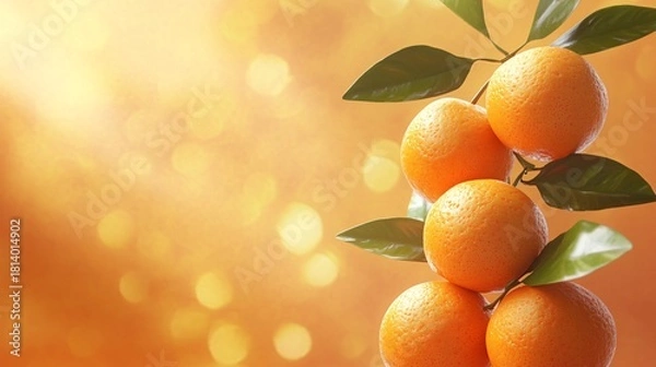 Obraz Vibrant sweet mandarins on orange backdrop