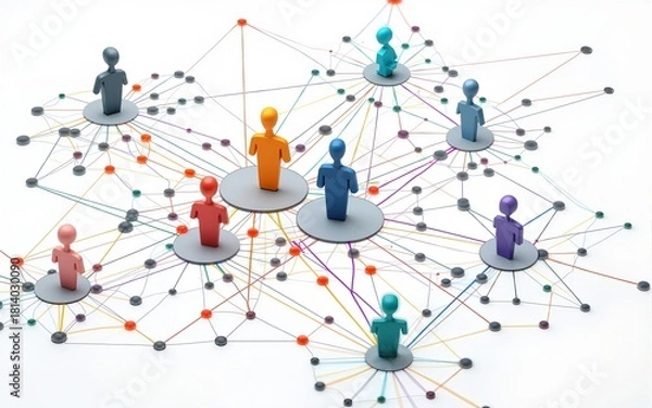 Obraz human relation and network model diagram, Generative AI. High quality