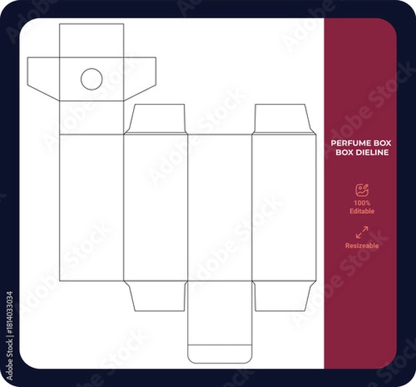 Obraz Cosmetic or Perfume Box Die-line Editable Vector Die Cut	
