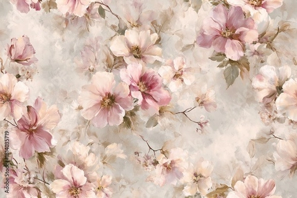 Obraz Seamless floral pattern with soft pink watercolor flowers