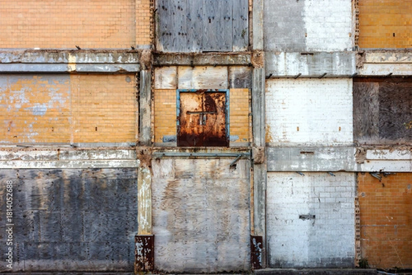 Fototapeta Damaged urban brick wall background texture