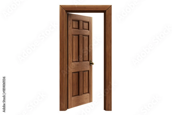 Obraz Wooden Home Door Open PNG Isolated on Transparent Background