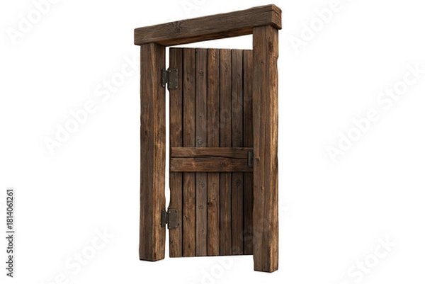 Obraz Wooden Door Open PNG Isolated on Transparent Background 