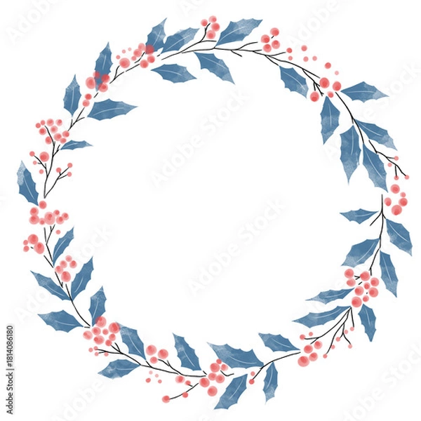 Obraz クリスマスのおしゃれなリース　手描き