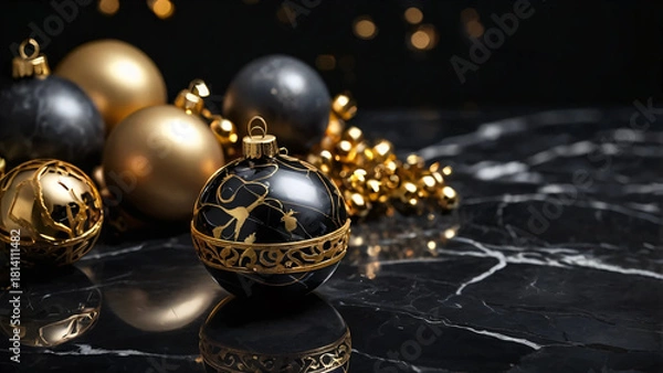 Obraz golden christmas balls