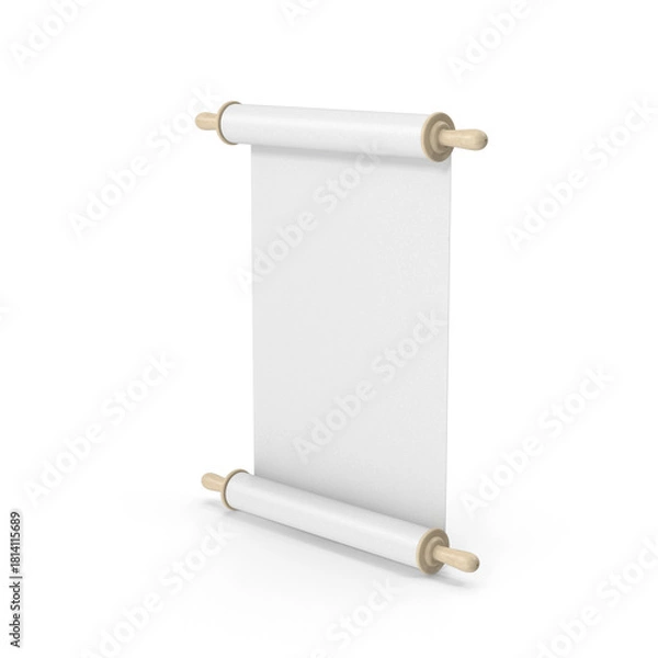 Fototapeta White blank scroll paper with golden rods .