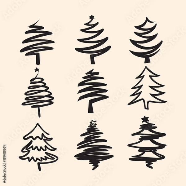 Fototapeta Christmas tree logo design vector illustration