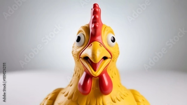 Obraz Close up of a bright yellow rubber chicken with a comical expression