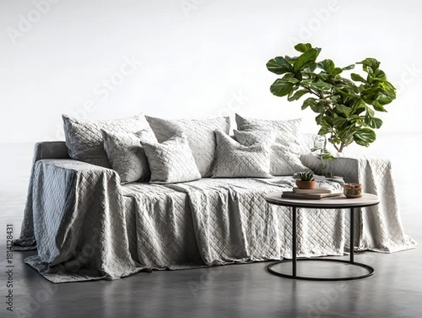 Obraz Elegant Living Room Couch With Circular Table