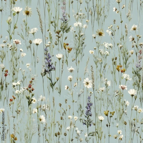 Obraz Gentle Hues of Floral Meadow Stillness