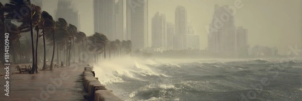 Obraz Overcast Day at Coastal City Seascape