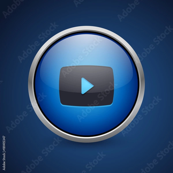 Obraz Push Button - Dark Blue Web Icon