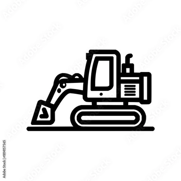 Fototapeta Vector digger, excavator and loader