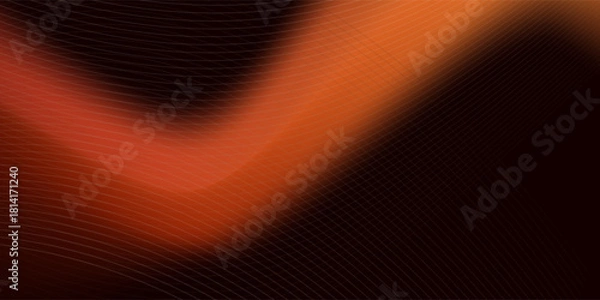 Fototapeta abstract shining red line on the dark background. llumination, template, shape