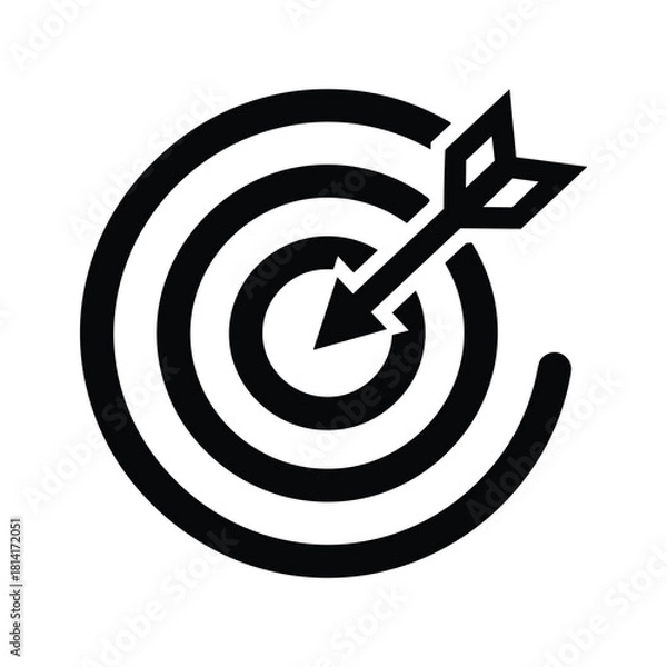 Fototapeta Target with arrow icon representing goal achievement isolated on