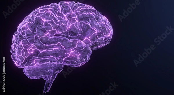 Obraz Glowing Neural Brain Visualization — Artificial Intelligence Concept