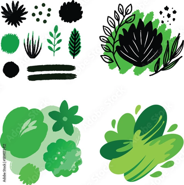 Obraz Soft edges imperfect hand painted shapes nature inspired vector elements