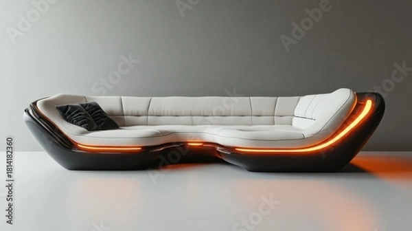 Fototapeta 3D render of ergonomic smart sofa with heating function