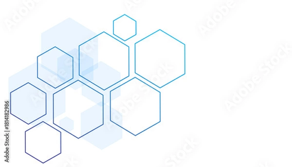 Fototapeta Abstract blue hexagon shape for frame illustration design