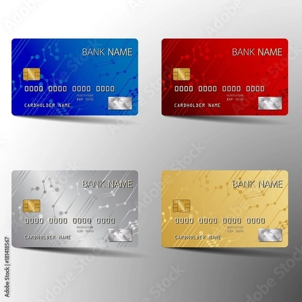 Obraz Modern credit card template design. With inspiration from the abstract. Vector illustration.Glossy plastic style.