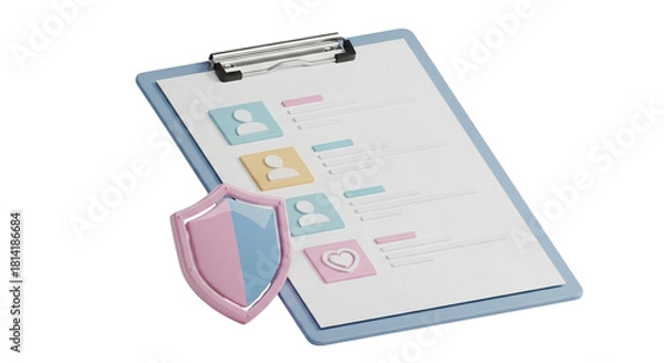 Fototapeta Clipboard with Shield and User Profiles Representing Security.