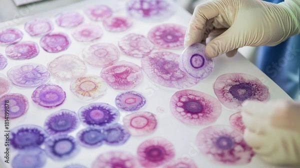Obraz Colorful Jellyfish Slides Under Lab Examination