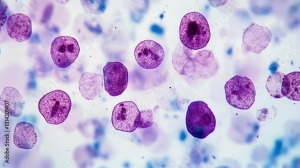 Obraz Colorful Microscopic Cells on Bright Background