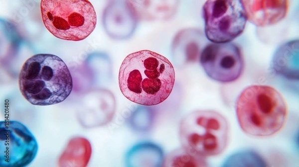 Obraz Colorful Cells Under Microscope Viewpoint