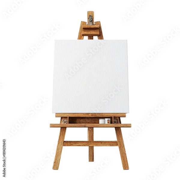 Obraz Wooden easel with blank canvas, isolated on transparent background
