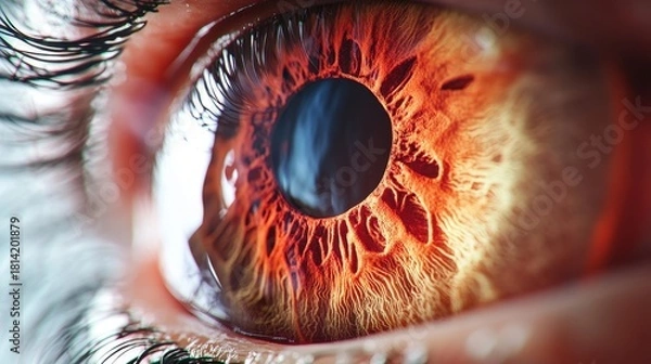 Obraz Close-Up of Eye with Vibrant Orange Patterns