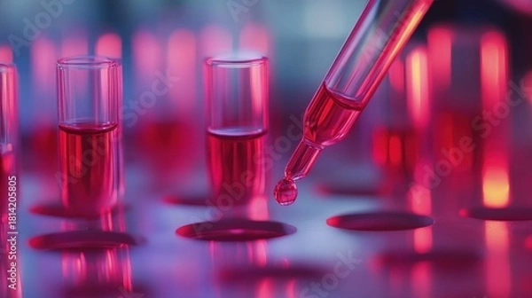 Obraz Colorful Laboratory Experiment with Dropper and Test Tubes