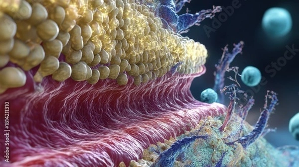 Obraz Microscopic View of Cell Membrane Structure and Function