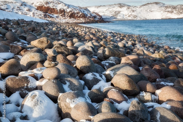 Fototapeta Stone beach in Teriberka